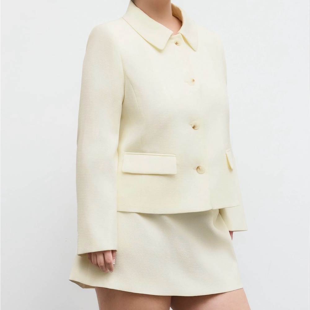 Cream Woven Jacket Skirt Set Cider Curve